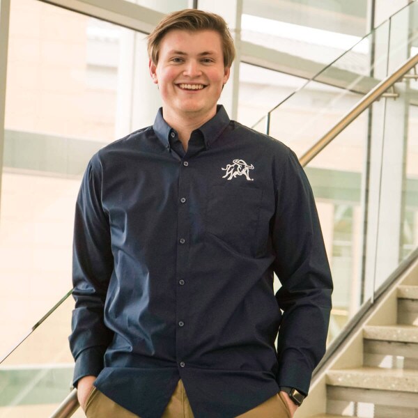 long sleeve button down dress shirt aggie bull logo